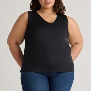Quince Washable Stretch Silk Black Women's Tank Top Size 1X